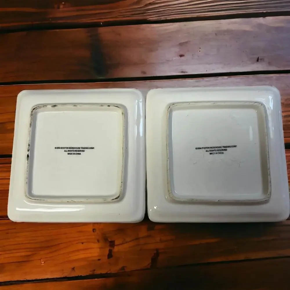 2004 Boston Warehouse 2 Appetizer Snack Serving Trays French Cheese Labels